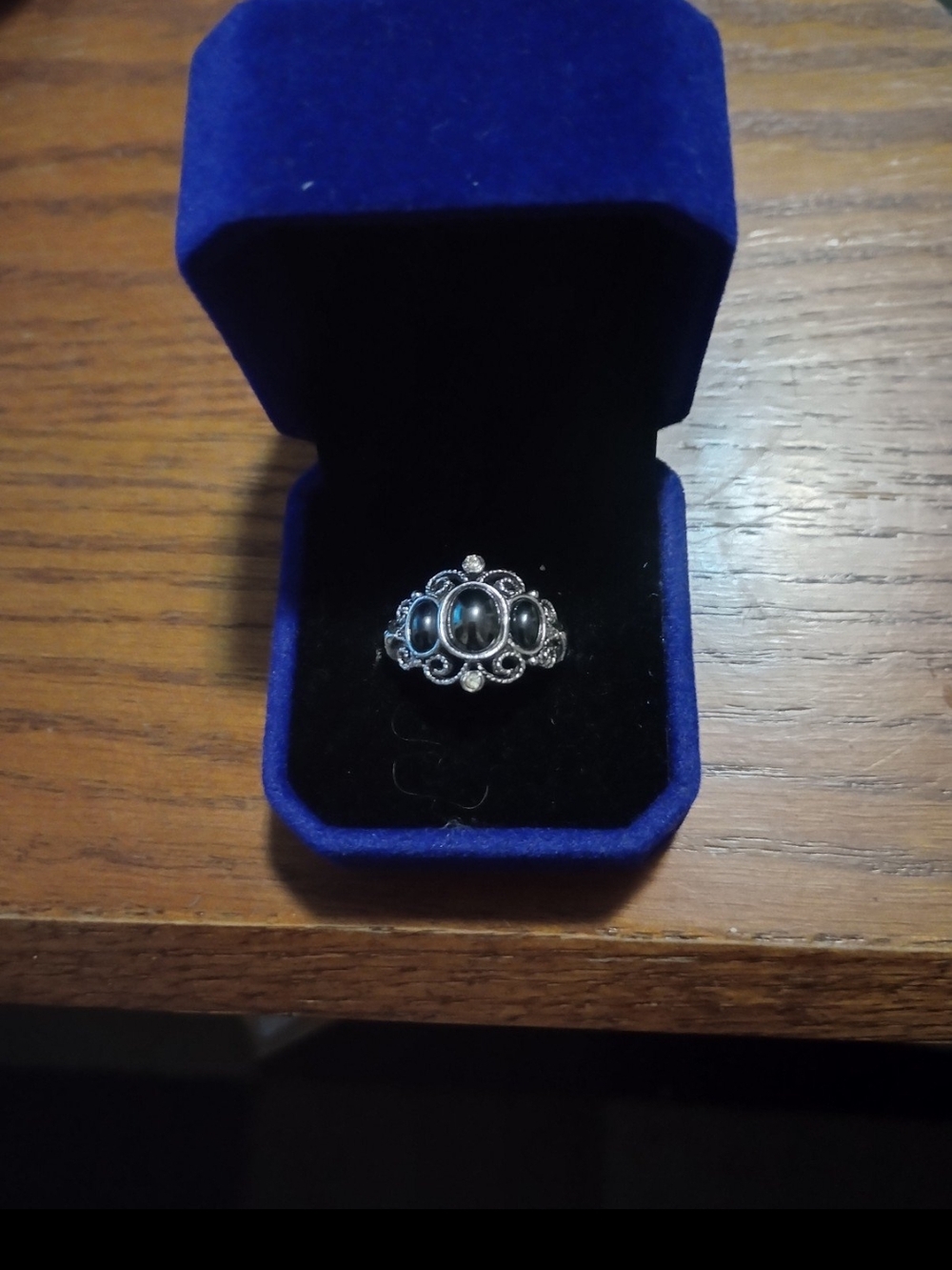 Vintage Avon Silver Hematite (Healing Stones) Ring Size 8 With Adjuster In The